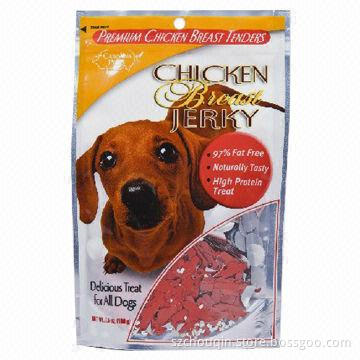 Animal food pouch/packaging, tear notch and stand up
